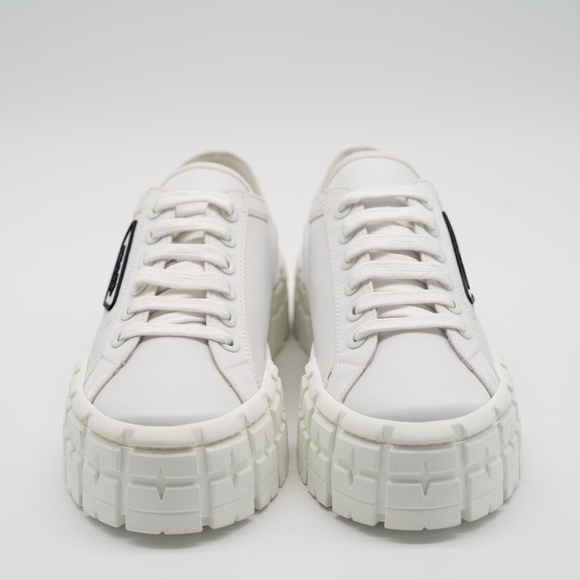 size 39.5eu 9.5 US Prada Double Wheel Platform Sneaker White Nylon - Picture 2 of 16